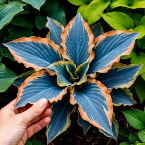 Хоста Океан Вью купить по цене от 960р. в интернет-магазине «Посадика» с доставкой почтой в в Пугачеве и по всей России – [изображение №1].