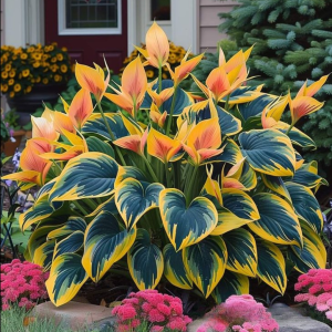 Хоста Флейм Данс купить по цене от 650р. в интернет-магазине «Посадика» с доставкой почтой в в Пугачеве и по всей России – [изображение №1].